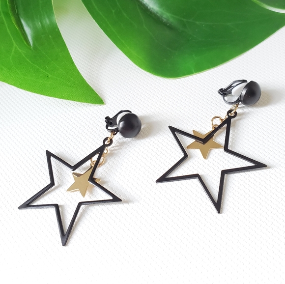 clip on earrings star Jewelry - Clip On Rock Star Dangling Lightweight Earrings